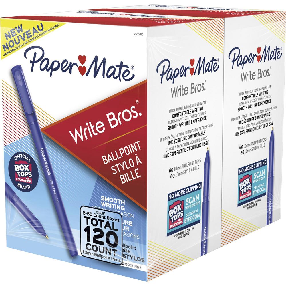 Paper Mate Ballpoint Stick Pens - Medium Pen Point - Blue - 120 / Box. Picture 1