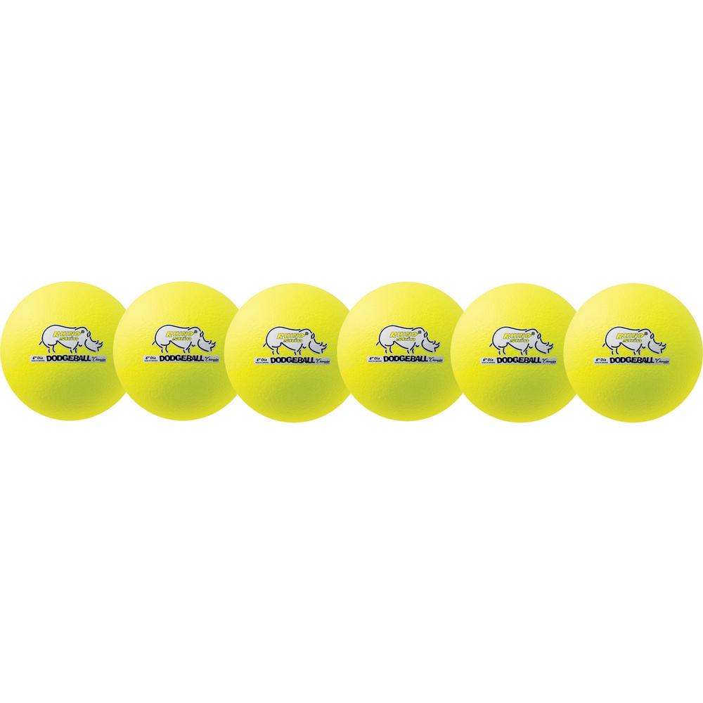 Champion Sports Rhino Skin 6" Dodgeball Set - 6.30" - Child - Neon Yellow - 6 / Set. Picture 1
