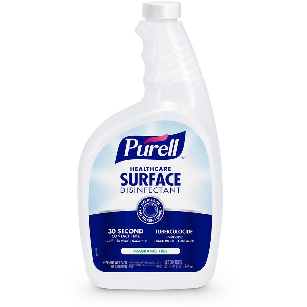 PURELL&reg; Healthcare Surface Disinfectant - Ready-To-Use - 32 fl oz (1 quart) - Spray Bottle - 6 / Carton - Clear. The main picture.