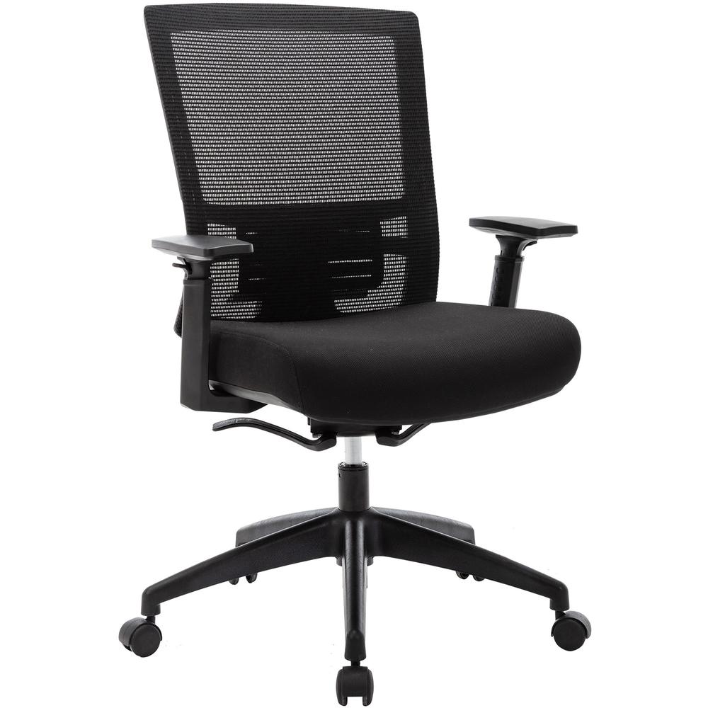 Lorell Mesh Mid-back Office Chair - Fabric Seat - Mid Back - 5-star Base - Black - 1 Each. Picture 1