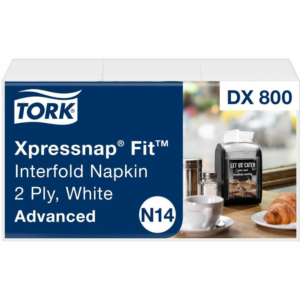 TORK Xpressnap Fit Interfold Dispenser Napkin - 2 Ply - Interfolded - 6.50" x 8.39" - White - Embossed - For Restaurant - 120 / Sleeve. Picture 1