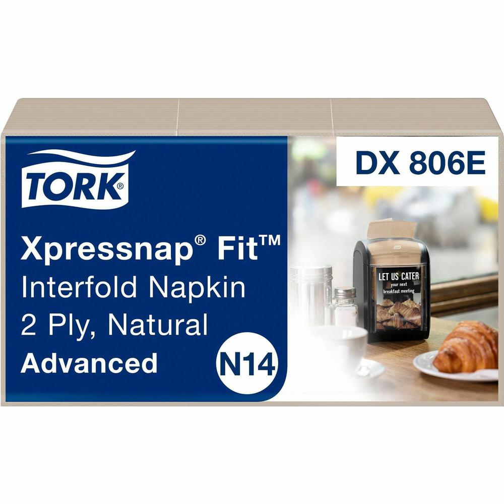 Tork Xpressnap Fit&reg; Natural Dispenser Napkin N14 - Tork Xpressnap Fit&reg; Natural Dispenser Napkin N14, Compostable 2-ply, 36 packs x 120 napkins, DX806E. Picture 1