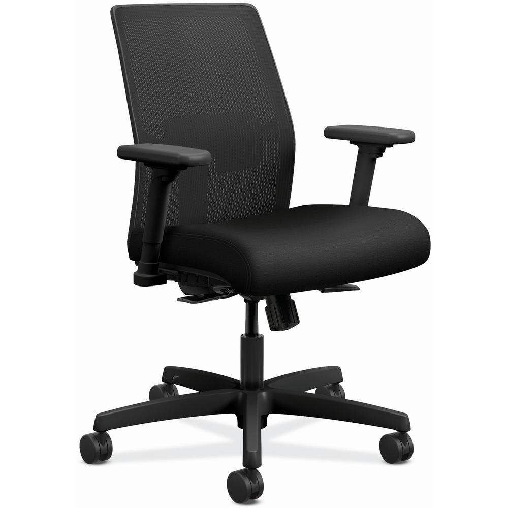 HON Ignition Task Chair - Black Fabric Seat - Black Mesh Back - Black Frame - Low Back - 5-star Base - Armrest - 1 Each. Picture 1