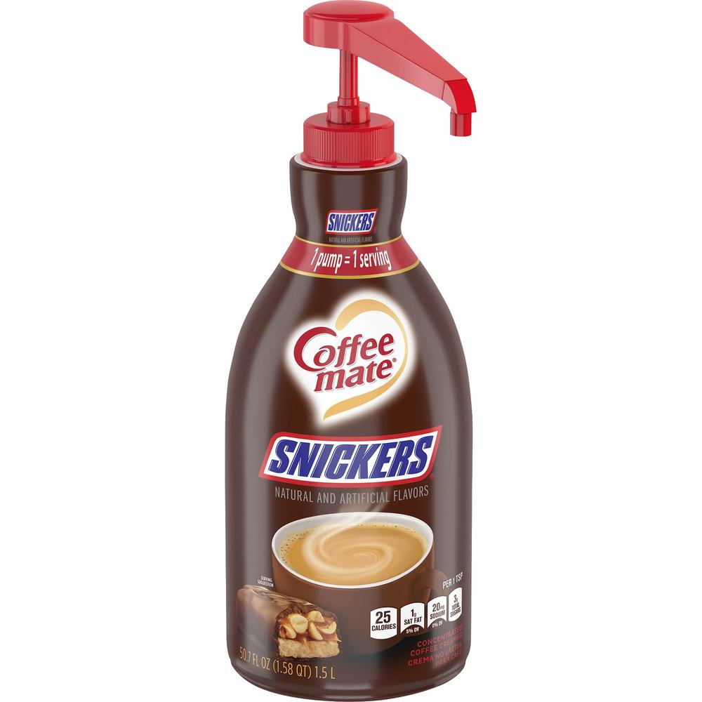 Coffee mate Snickers Flavored Liquid Creamer Pump - Snicker Flavor - 50.72 fl oz (1.50 L) - 1EachBottle. Picture 1