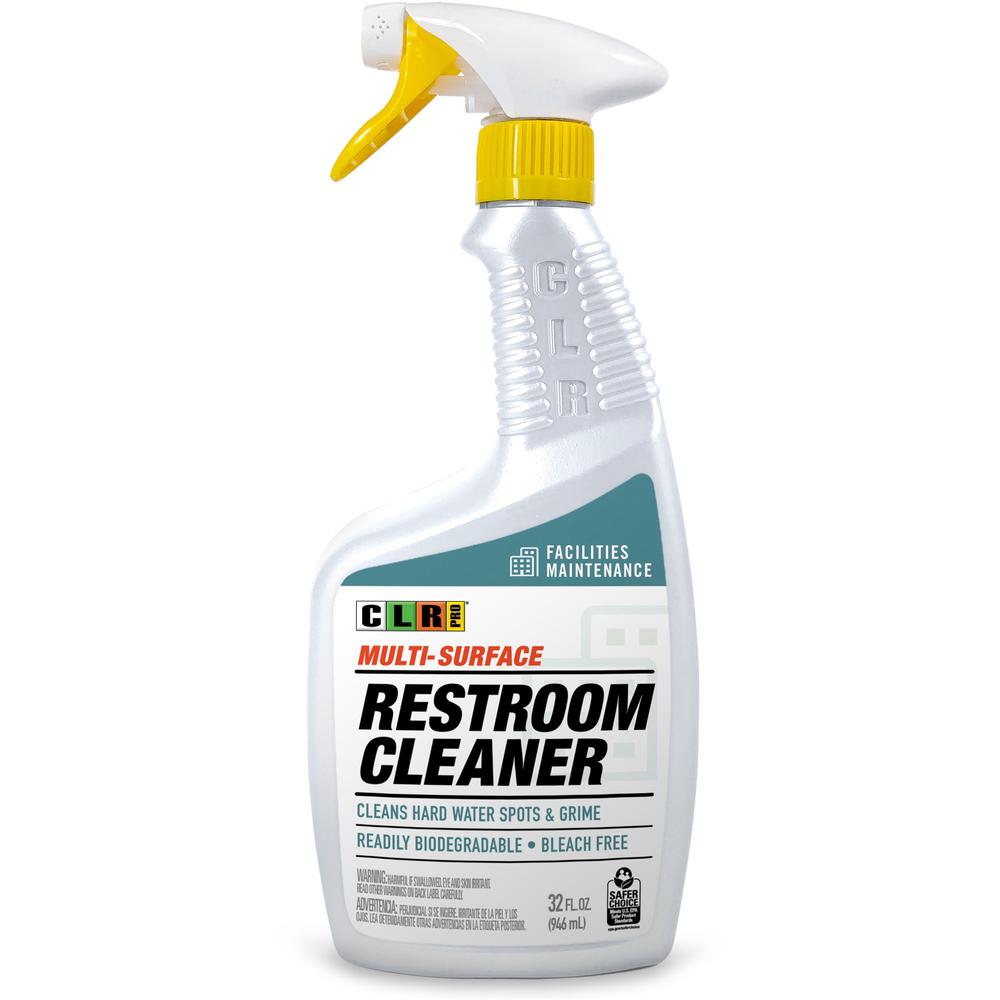CLR Pro Multi-Surface Restroom Cleaner - 32 fl oz (1 quart) - 1 Each - Streak-free, Ammonia-free, Phosphate-free, Alcohol-free, Non-corrosive, Non-toxic, Non-abrasive - Clear. Picture 1