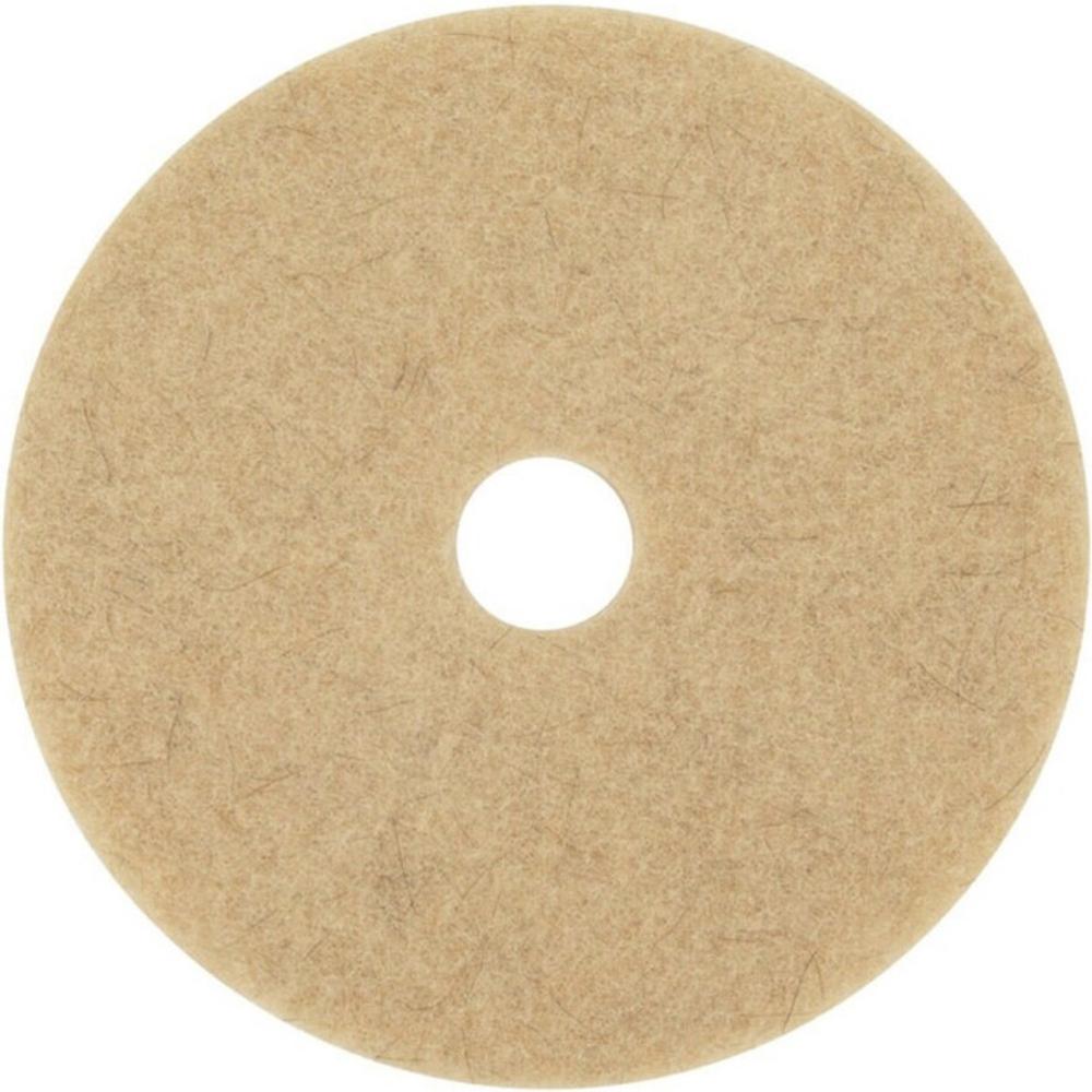 3M Natural Blend Tan Pad 3500 - 5/Carton - Round x 27" Diameter x 1" Thickness - Floor, Burnishing - Hard, Linoleum, Sheet Vinyl, Vinyl Composition Tile (VCT), Marble, Terrazzo, Concrete Floor - 1500 . Picture 1