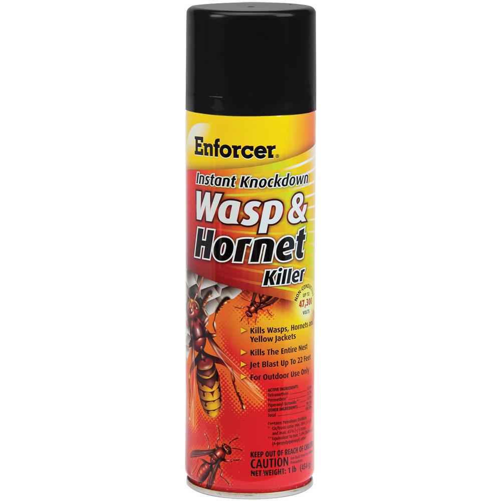 Enforcer Instant Knockdown Wasp/Hornet Spray - Spray - Kills Wasp, Hornet, Yellow Jacket - 16 fl oz - Clear, Light Yellow - 12 / Carton. Picture 1