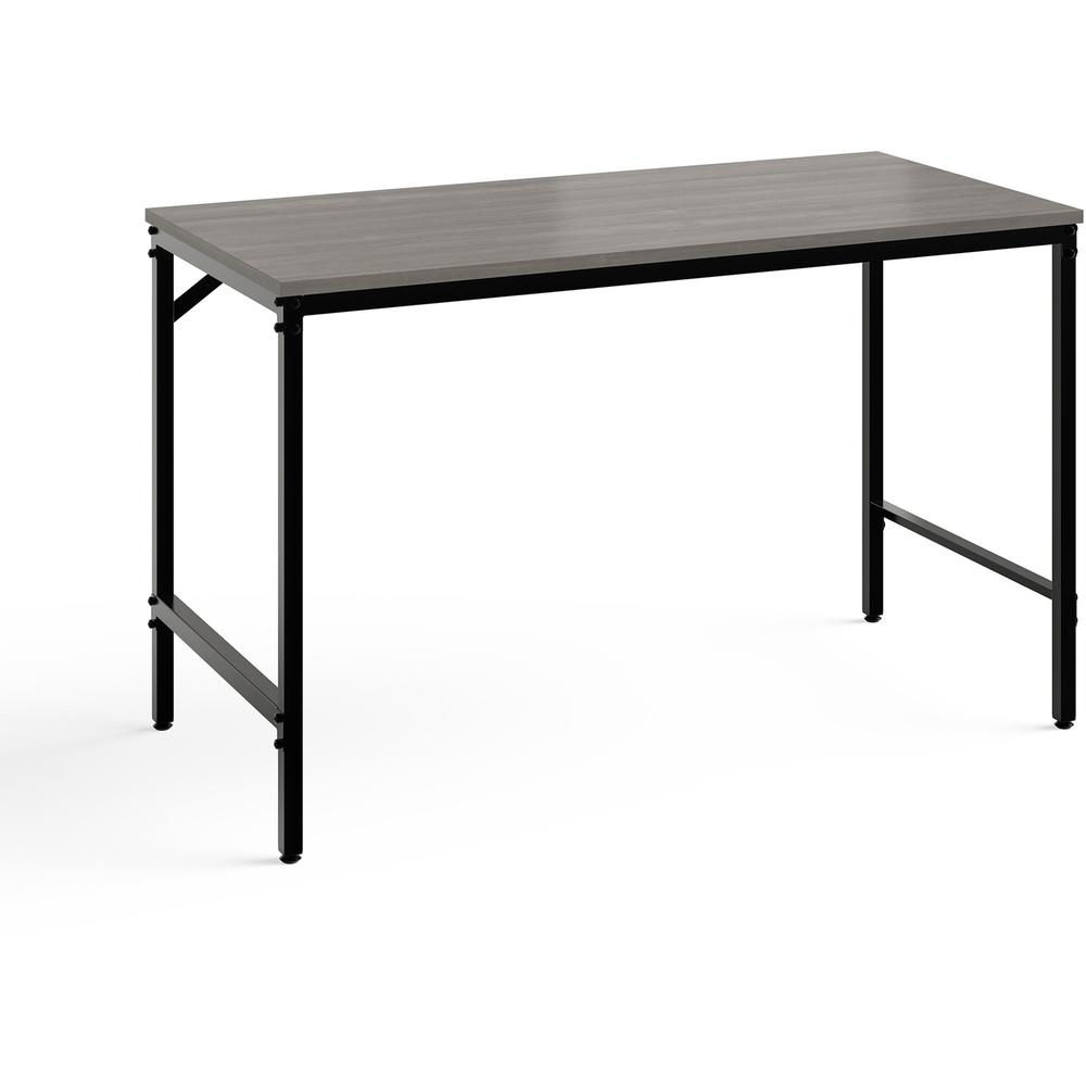 Safco Simple Study Desk - Sterling Ash Rectangle, Laminated Top - Black Powder Coat Four Leg Base - 4 Legs - 45.50" Table Top Width x 23.50" Table Top Depth x 0.75" Table Top Thickness - 29.50" Height. The main picture.