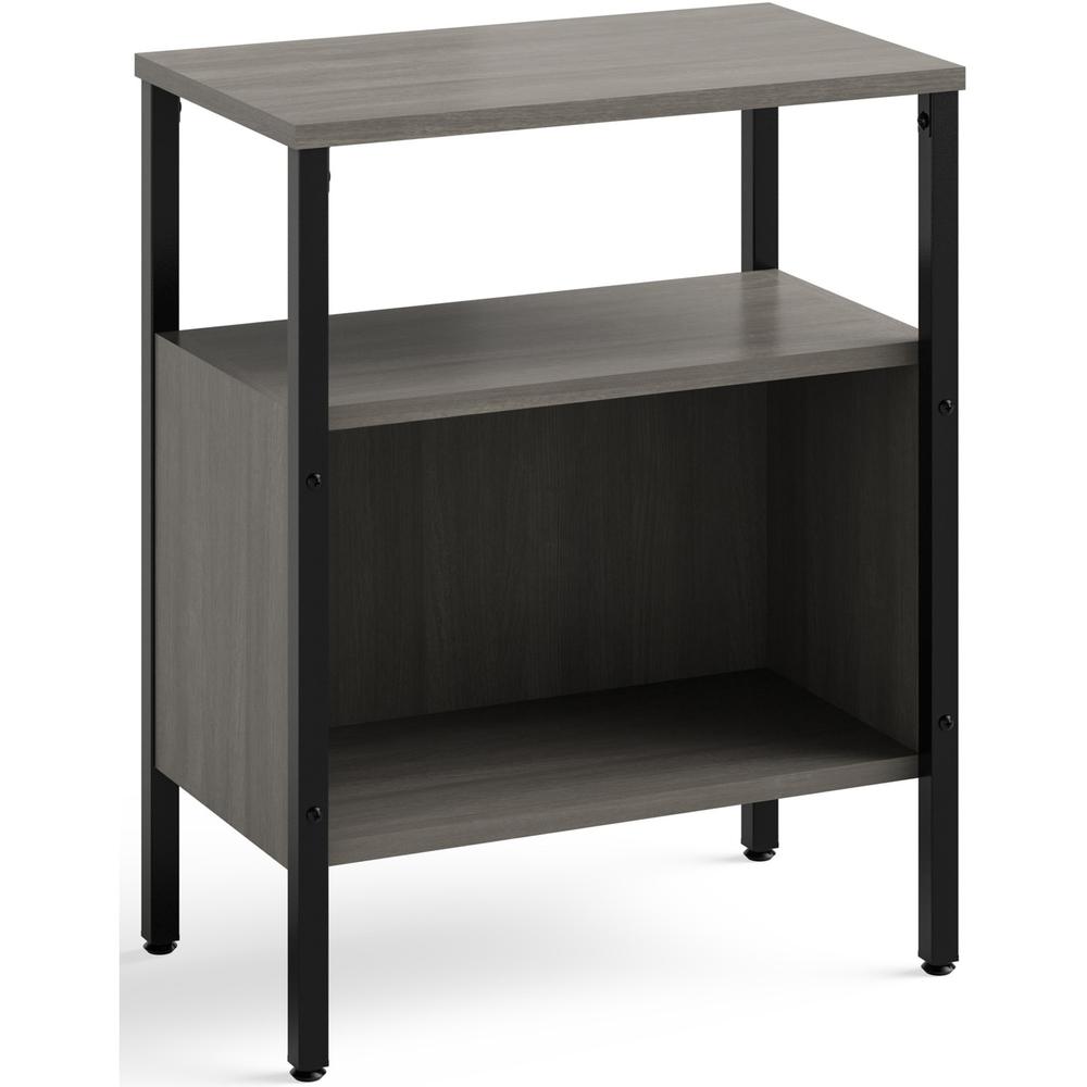 Safco Simple Storage Unit - 23.5" x 14"29.5" , 0.8" Top, 21" x 11"12.8" Shelf, 21"8.3" Top Opening - Material: Steel, Melamine Laminate - Finish: Neowalnut - Laminate Table Top. Picture 1