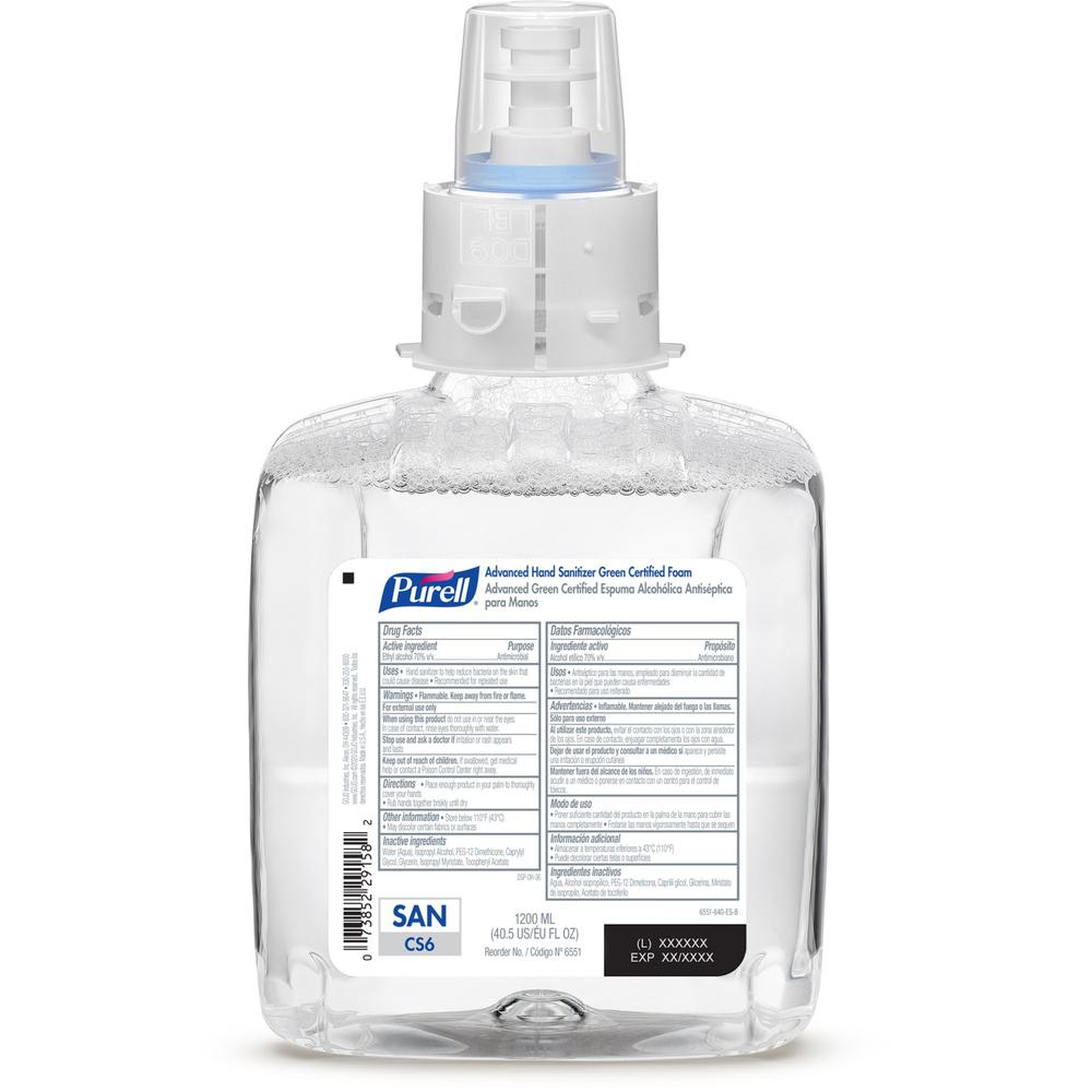 PURELL&reg; Hand Sanitizer Foam Refill - Fragrance-free Scent - 40.6 fl oz (1200 mL) - Pump Bottle Dispenser - Kill Germs - Hand, Healthcare - Moisturizing - Hygienic, Bio-based, Dye-free - 2 / Carton. Picture 1