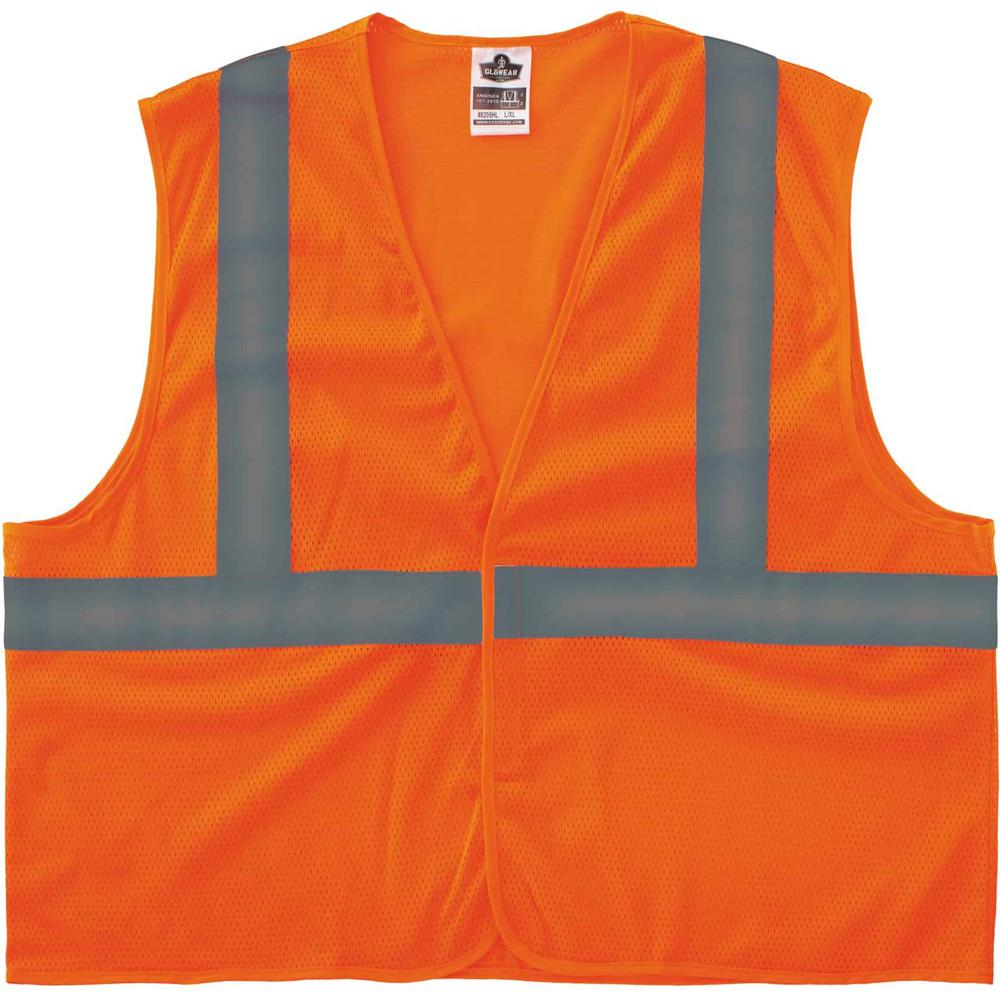 GloWear 8205HL Super Econo Mesh Vest - Recommended for: Construction, Emergency, Warehouse, Baggage Handling - 4-Xtra Large/5-Xtra Large Size - Hook & Loop Closure - Polyester Mesh, Mesh Fabric - Oran. Picture 1