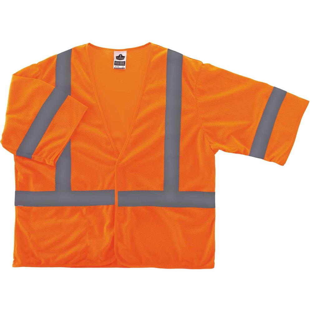 GloWear 8310HL Type R C-3 Economy Vest - Recommended for: Construction, Emergency, Utility, Baggage Handling, Flagger - 4-Xtra Large/5-Xtra Large Size - Hook & Loop Closure - Polyester Mesh, Mesh Fabr. Picture 1