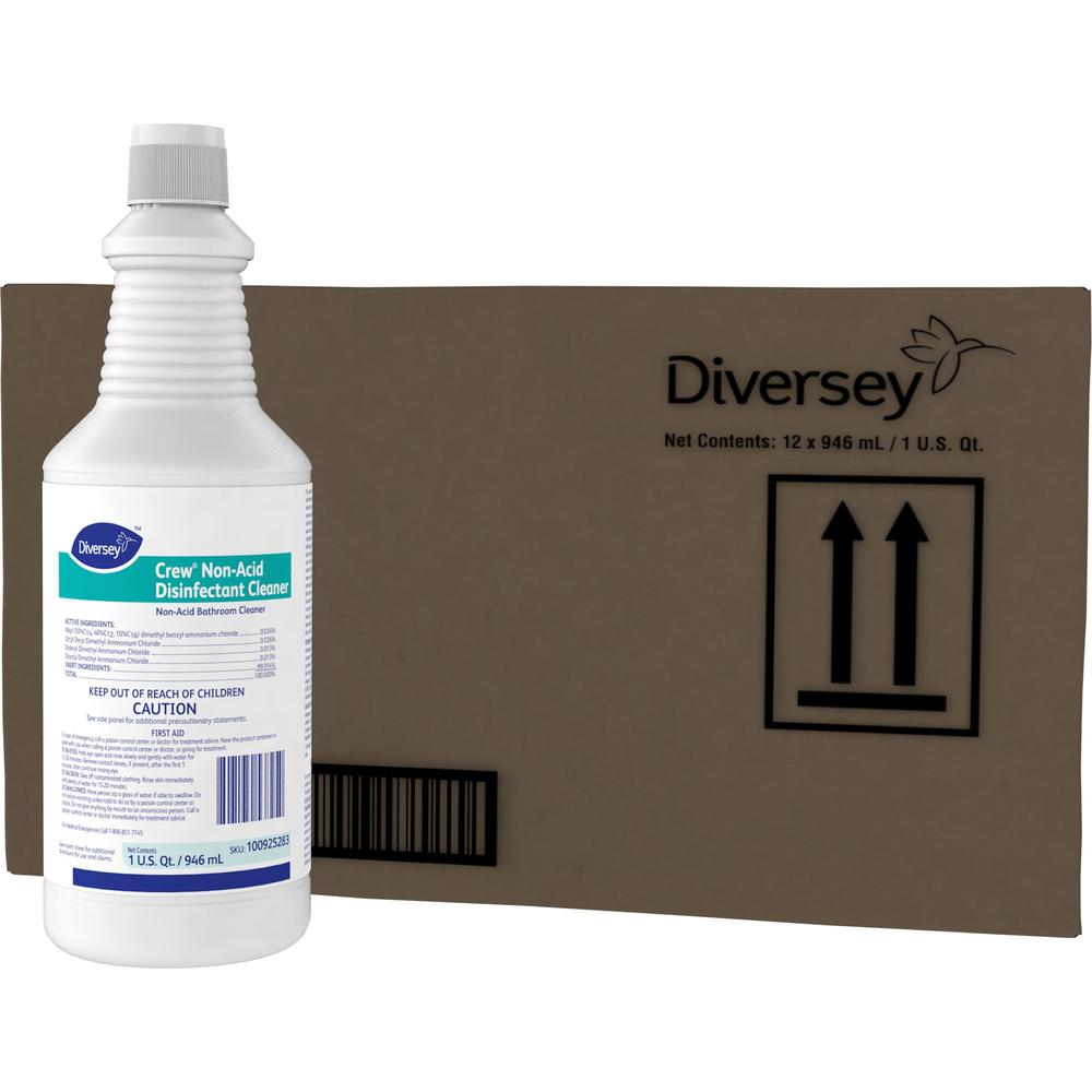Diversey Crew Non-Acid Disinfectant Cleaner - Ready-To-Use Liquid - 32 fl oz (1 quart) - Fresh ScentBottle - 12 / Carton - Blue. The main picture.