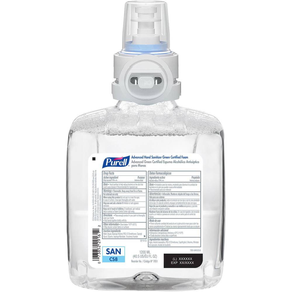 PURELL&reg; Hand Sanitizer Foam Refill - 40.6 fl oz (1200 mL) - Dirt Remover, Kill Germs - Hand, Healthcare, Skin - Moisturizing - Fragrance-free, Dye-free, Bio-based - 2 / Carton. Picture 1
