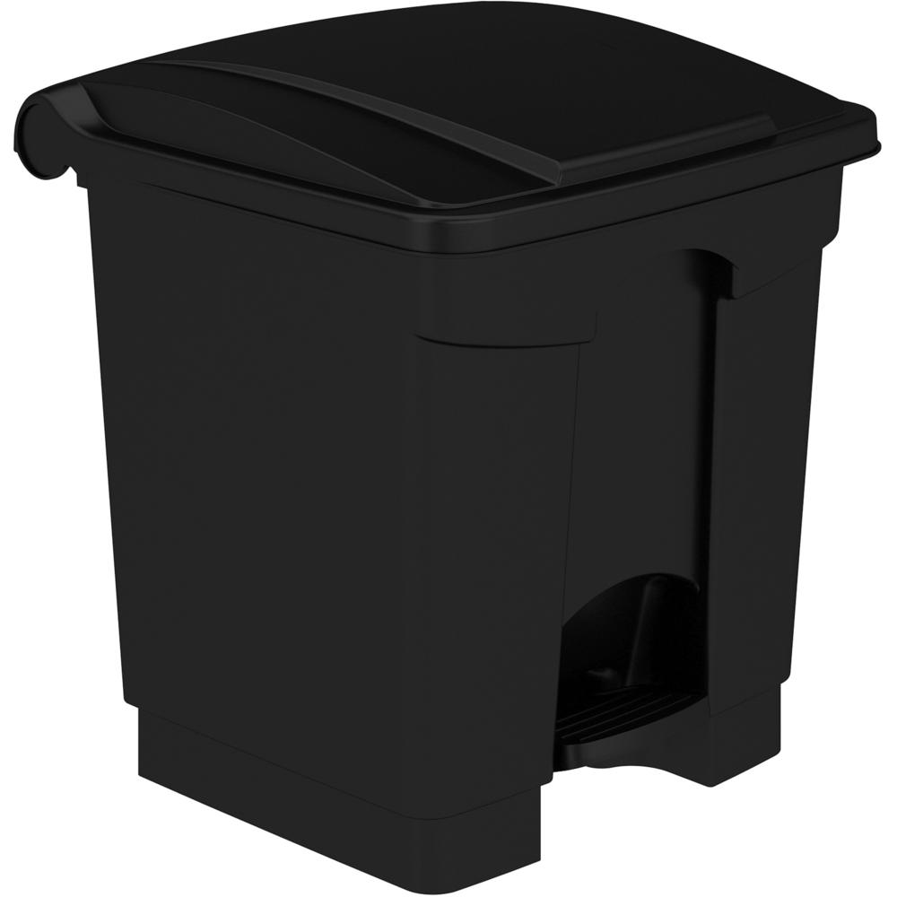 Safco Plastic Step-on Waste Receptacle - 8 gal Capacity - Easy to Clean, Foot Pedal, Lightweight - 17.3" Height x 16" Width x 16" Depth - Plastic - Black - 1 Carton. Picture 1