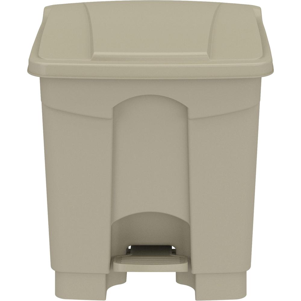 Safco Plastic Step-on Waste Receptacle - 8 gal Capacity - Easy to Clean, Foot Pedal, Lightweight - 17.3" Height x 16" Width x 16" Depth - Plastic - Tan - 1 Carton. The main picture.