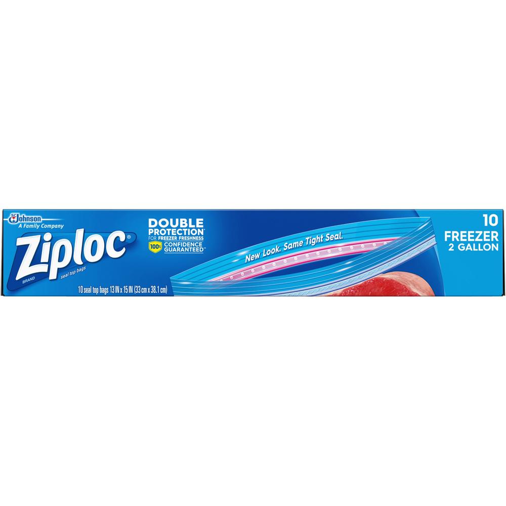 Ziploc&reg; 2-Gallon Freezer Bags - Extra Large Size - 2 gal Capacity - 13" Width - Zipper Closure - Clear - 10/Box - Food, Money, Meat, Poultry, Fish, Soup. Picture 1