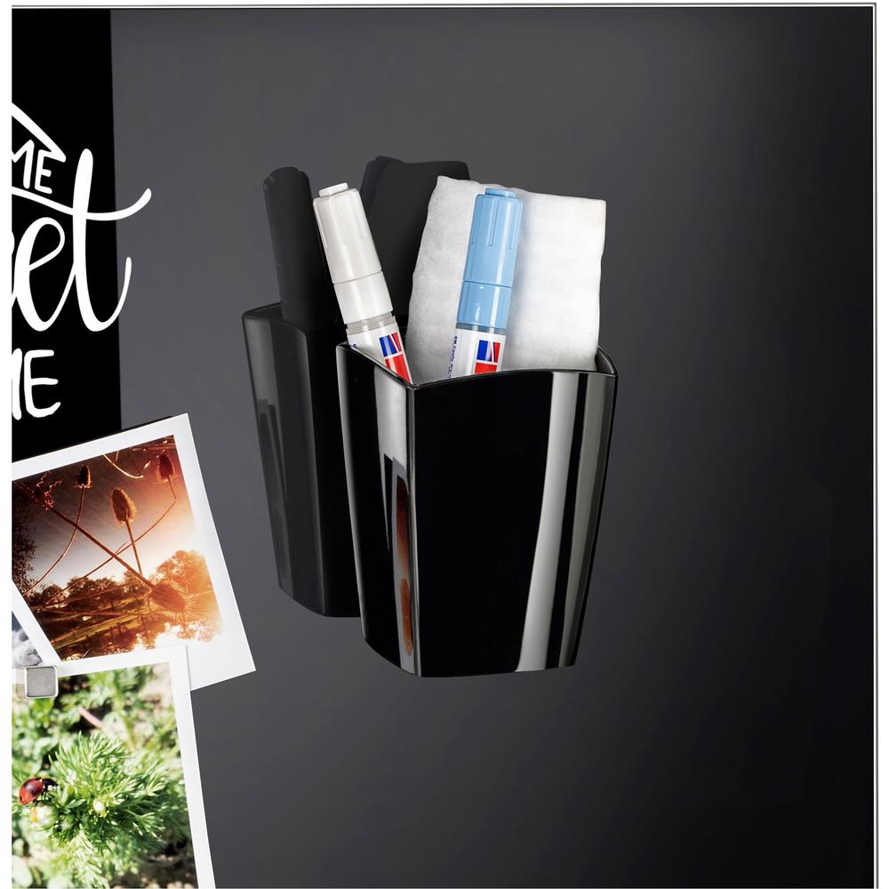 CEP Confort Magnetic Board Pencil Cup - 3.8" x 3.1" x 2.9" x - Polystyrene - 1 / Each - Black. Picture 1