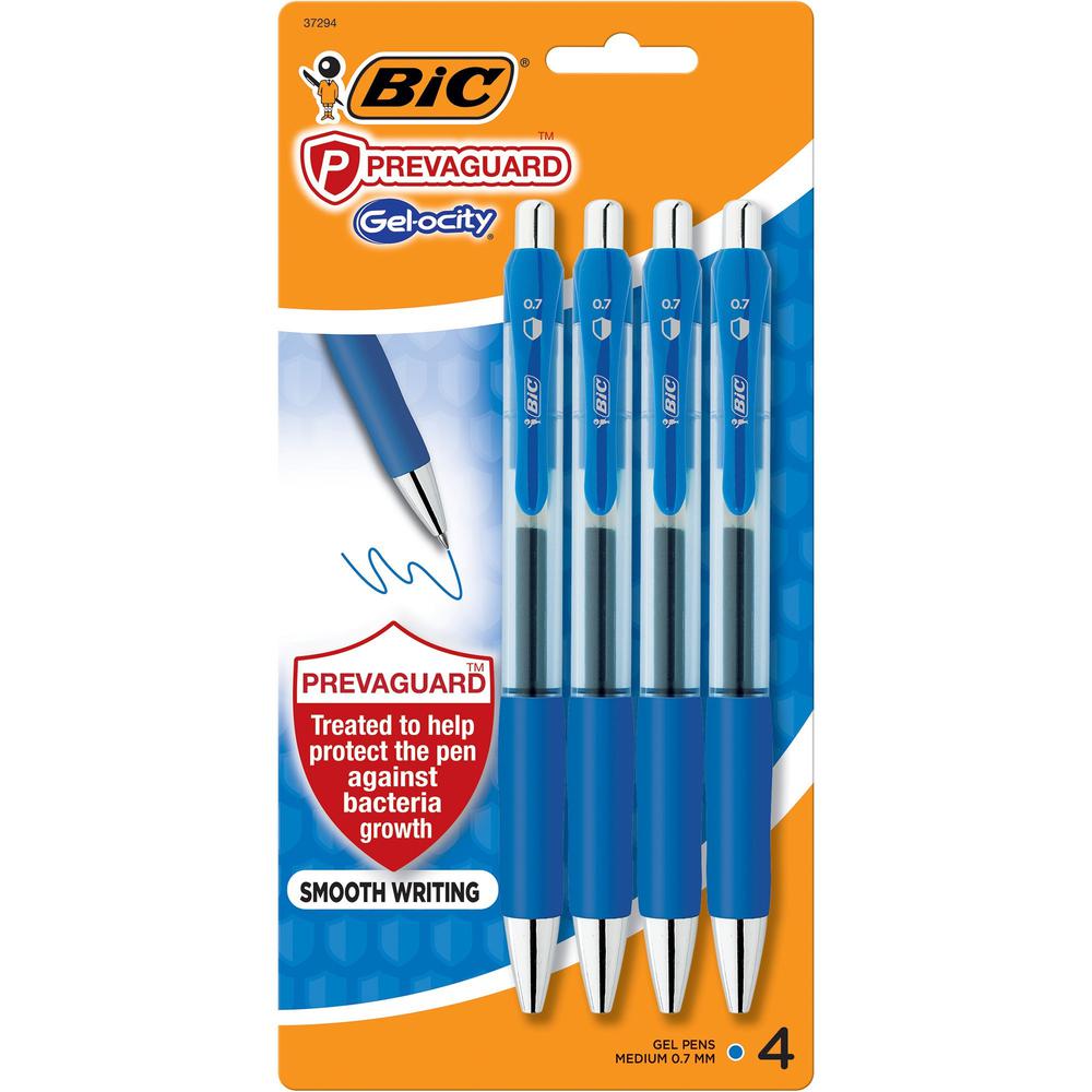 BIC PrevaGuard Gel-ocity Gel Pen - 0.7 mm Pen Point Size - Blue Gel-based Ink - 4 / Pack. Picture 1