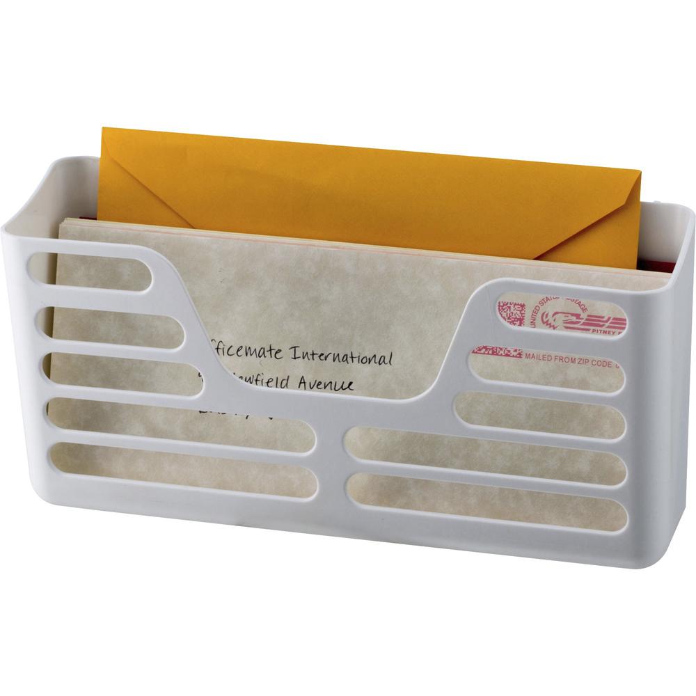 Officemate Magnetplus&trade; Magnetic Utility Pocket - 2 Pocket(s) - 5.3" Height x 10.3" Width x 3" Depth - Magnetic, Suction Cup, Closet, Sturdy, Front Cut-out, Damage Resistant - White - 1 Each. Picture 1