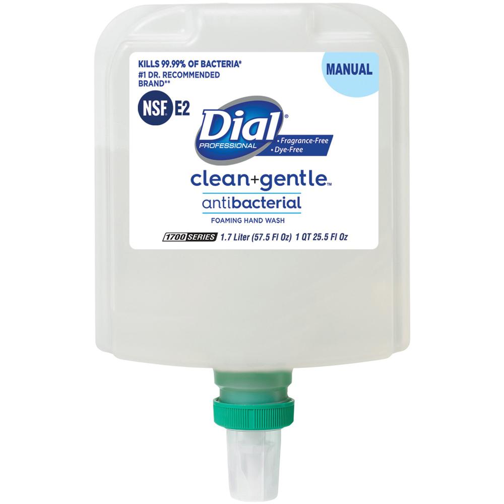 Dial Professional Clean and Gentle Antibacterial Foaming Hand Wash - 57.5 fl oz (1700 mL) - Bacteria Remover, Odor Remover - Skin, Hand - Antibacterial - Fragrance-free, Dye-free - 1 Each. Picture 1