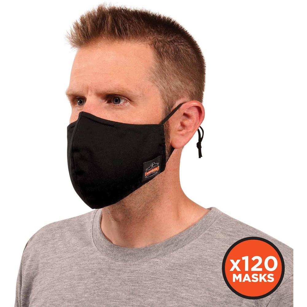 Skullerz 8800-Case Contoured Face Cover Mask - Breathable, Adjustable Nose Clip, Adjustable Ear Loop, Anti-odor, Antimicrobial, Machine Washable, Reusable, Quick Drying - Large/Extra Large Size - Blac. The main picture.