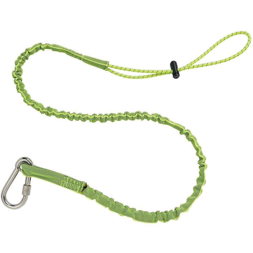 Squids 3101 Stainless Single Carabiner Tool Lanyard - 15lbs - 6 / Carton - 15 lb Load Capacity - 11.3" Height x 1" Width x 54" Length - Lime - Nylon Webbing, Stainless Steel. Picture 1