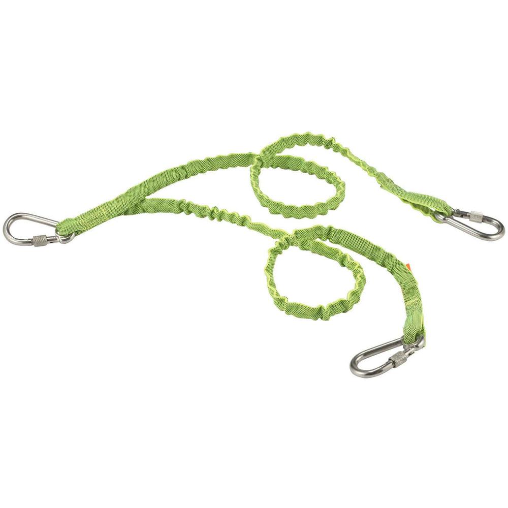 Squids 3311 Twin Leg Stainless Triple Carabiner Tool Lanyard - 15lbs - 1 Each - 15 lb Load Capacity - 42" Length - Lime - Nylon Webbing, Stainless Steel. Picture 1