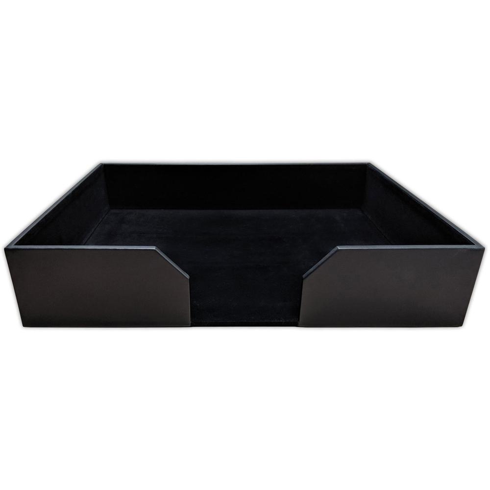 Dacasso Classic Black Leather 17" x 14" Conference Pad Holder without Coaster Holders - 17" x 14" x - Leather, Felt, Fabric - 1 / Each - Black. The main picture.