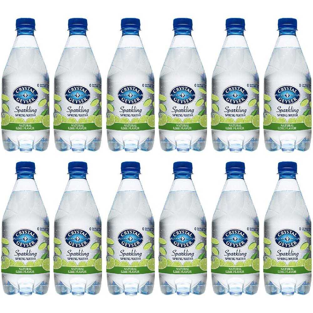 Crystal Geyser Natural Lime Sparkling Spring Water - Ready-to-Drink - 18 fl oz (532 mL) - 12 / Carton / Bottle. Picture 1