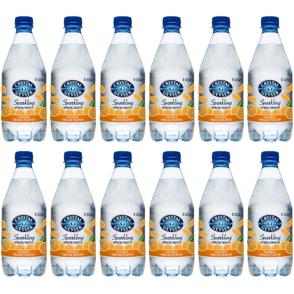 Crystal Geyser Natural Orange Sparkling Spring Water - Ready-to-Drink - 18 fl oz (532 mL) - 12 / Carton / Bottle. Picture 1