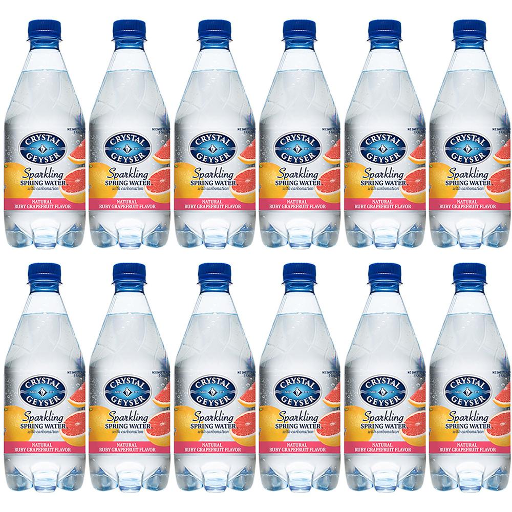 Crystal Geyser Natural Ruby Grapefruit Sparkling Spring Water - Ready-to-Drink - 18 fl oz (532 mL) - 12 / Carton / Bottle. The main picture.