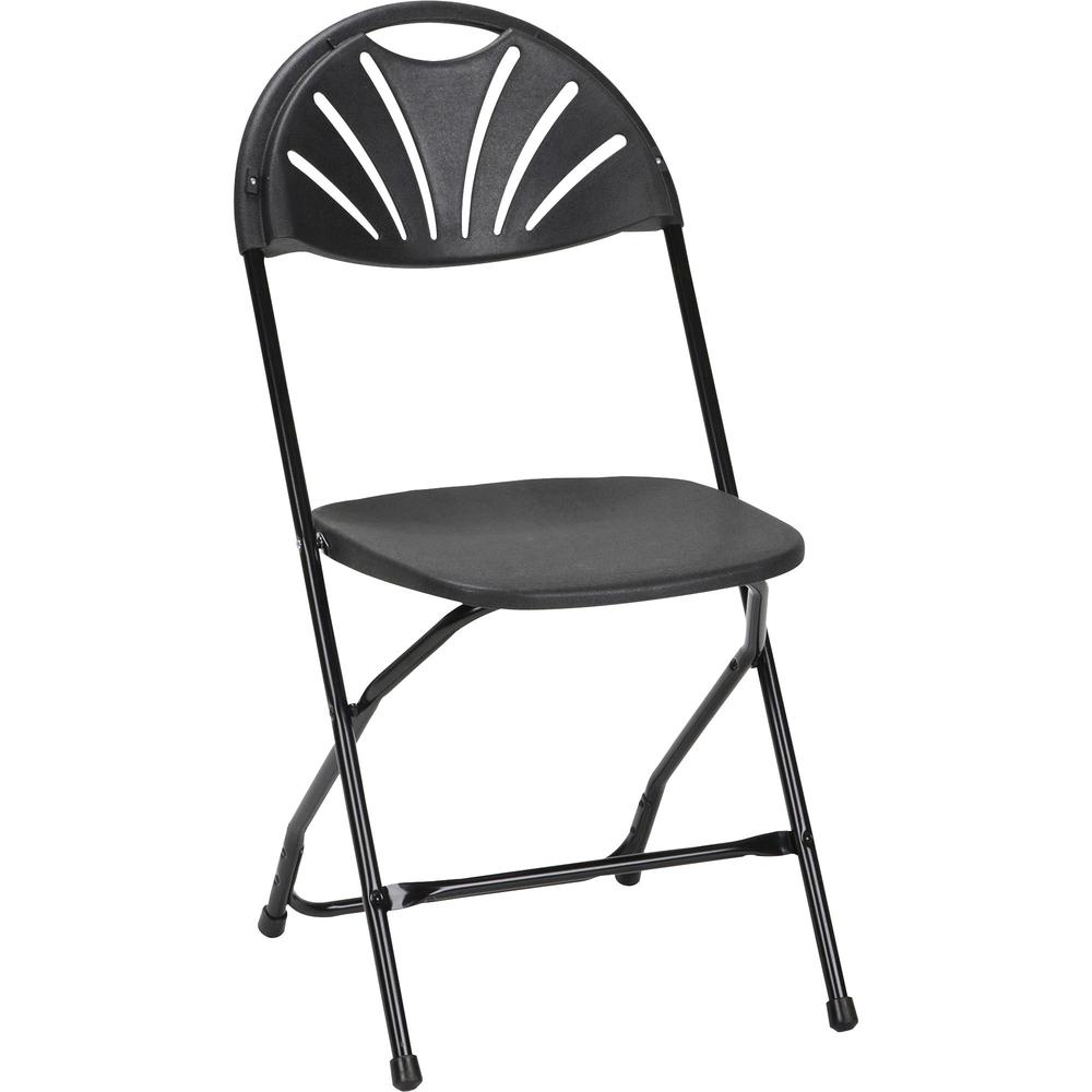 Dorel Zown Premium Fan Back Folding Chair - Black Seat - Black Polyethylene Back - Black Powder Coated Steel Frame - Four-legged Base - 8 / Carton. Picture 1