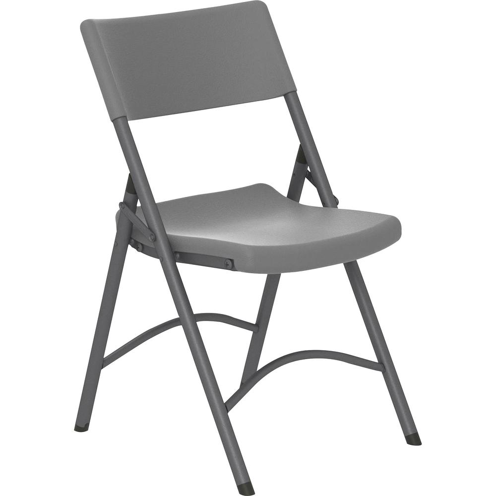 Cosco Zown Classic Commercial Resin Folding Chair - Gray Seat - Gray Back - Gray Steel, High Density Resin, High-density Polyethylene (HDPE) Frame - Four-legged Base - 4 / Carton. Picture 1