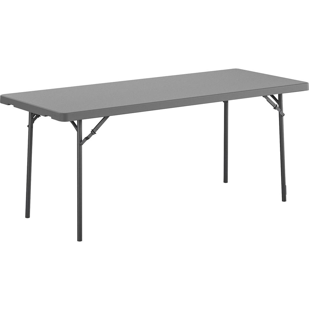 Dorel Zown Corner Blow Mold Large Folding Table - 4 Legs - 800 lb Capacity x 72" Table Top Width x 30" Table Top Depth - 29.25" Height - Gray - High-density Polyethylene (HDPE), Resin - 1 Each. Picture 1