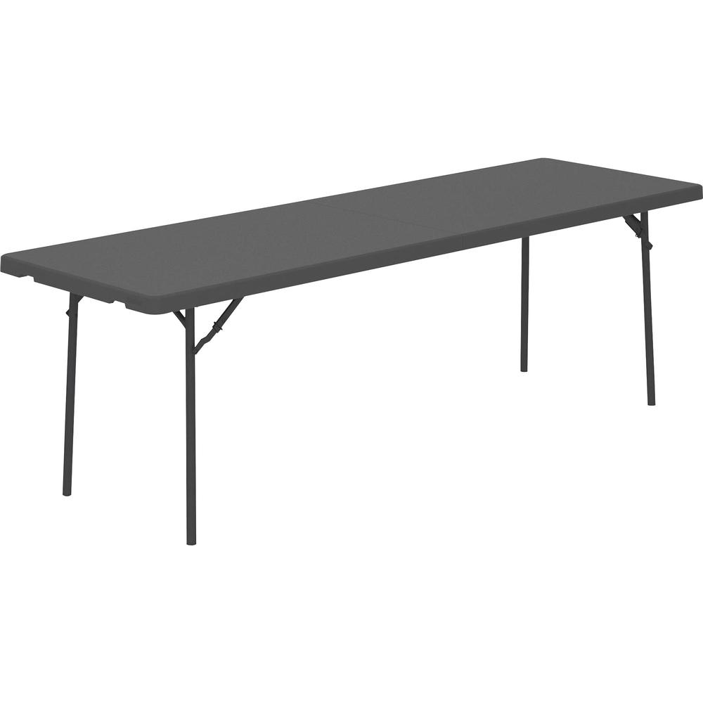 Dorel ZOWN 96" Commercial Blow Mold Folding Table - 4 Legs - 1000 lb Capacity x 96" Table Top Width x 30" Table Top Depth - 29.30" Height - Gray - High-density Polyethylene (HDPE), Resin - 1 Each. Picture 1