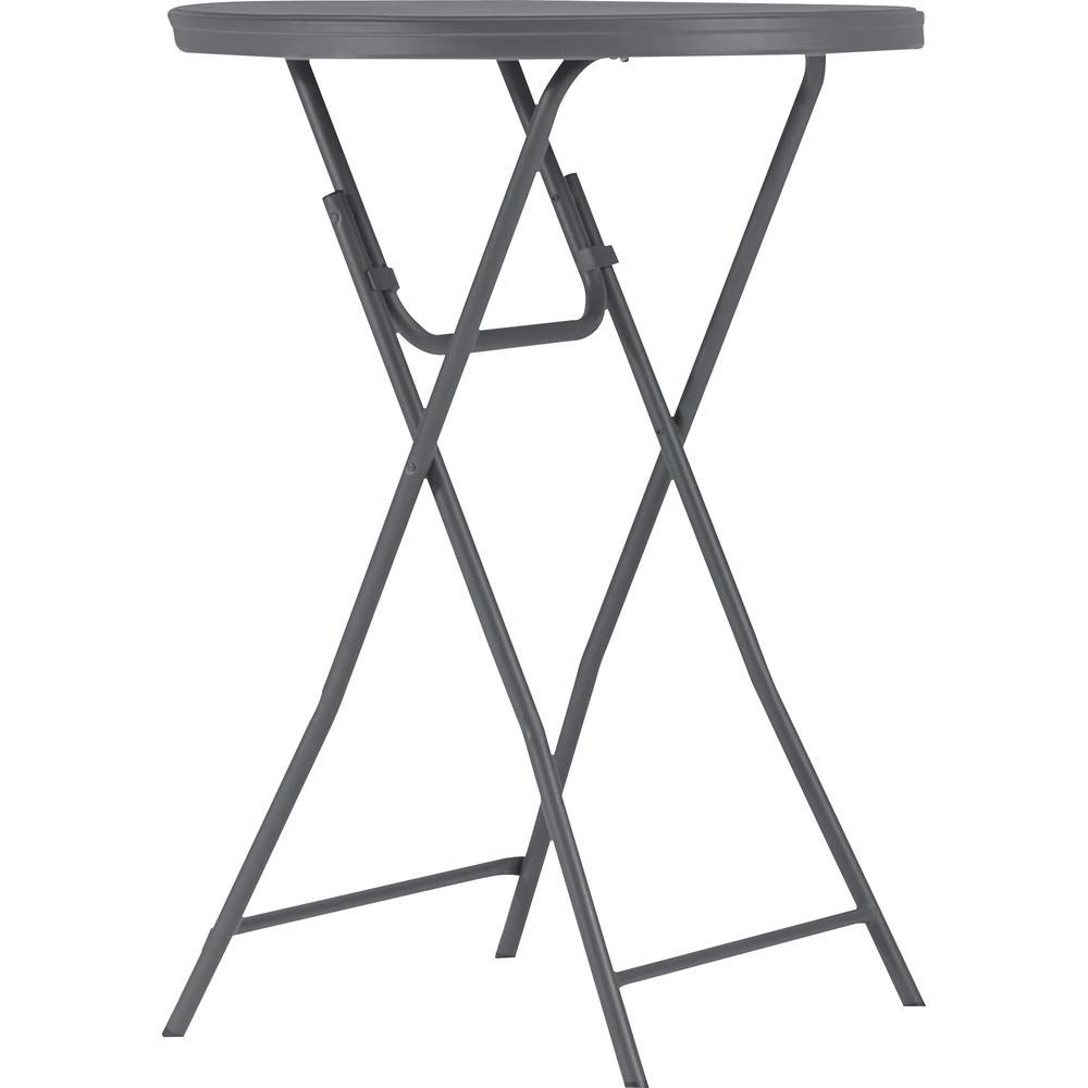 Dorel Zown Commercial Cocktail Folding Table - Round Top - Four Leg Base - 4 Legs x 32" Table Top Diameter - 43.62" Height - Gray - High-density Polyethylene (HDPE), Resin. Picture 1