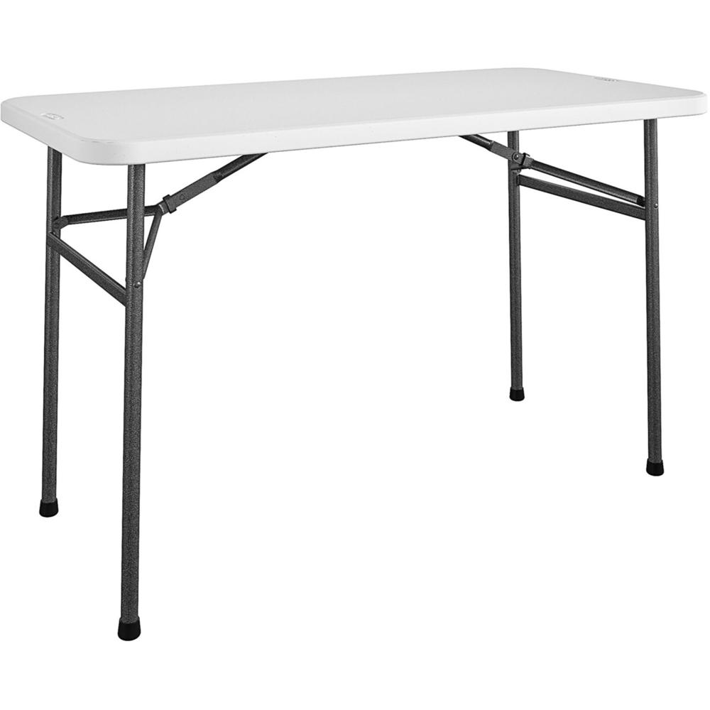 Cosco Straight Folding Utility Table - Rectangle Top - Four Leg Base - 4 Legs - 200 lb Capacity x 48" Table Top Width x 24" Table Top Depth - 29.25" Height - White - 1 Each. Picture 1