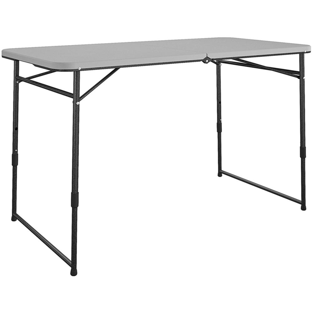 Cosco Fold Portable Indoor/Outdoor Utility Table - 200 lb Capacity - Adjustable Height - 48" Table Top Width x 24" Table Top Depth - 28" Height - Gray - Steel, Resin - 1 Each. Picture 1