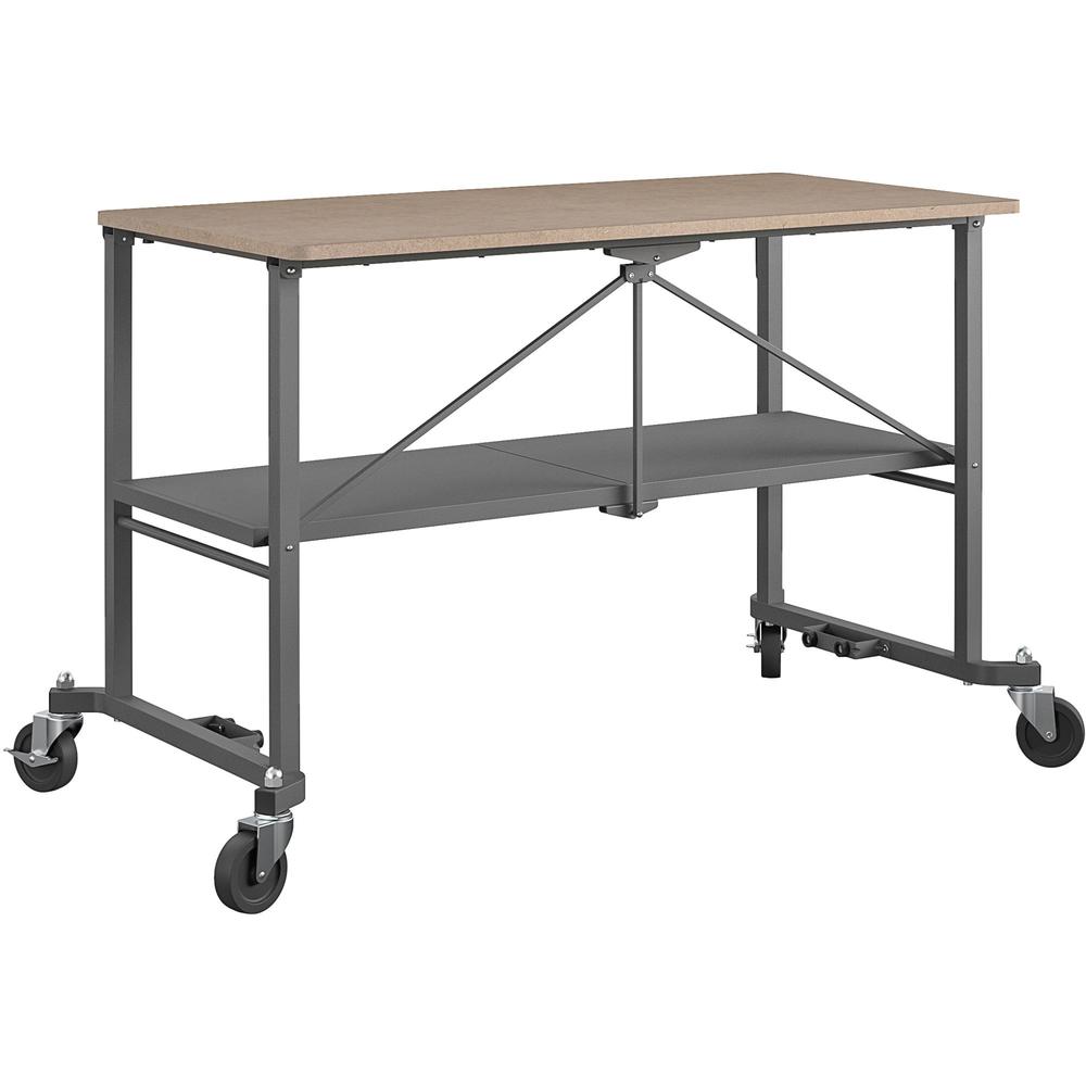 Cosco Smartfold Portable Work Desk Table - Rectangle Top - Four Leg Base - 4 Legs x 51.40" Table Top Width x 26.50" Table Top Depth - 34" Height - Gray - Steel - Medium Density Fiberboard (MDF) Top Ma. Picture 1