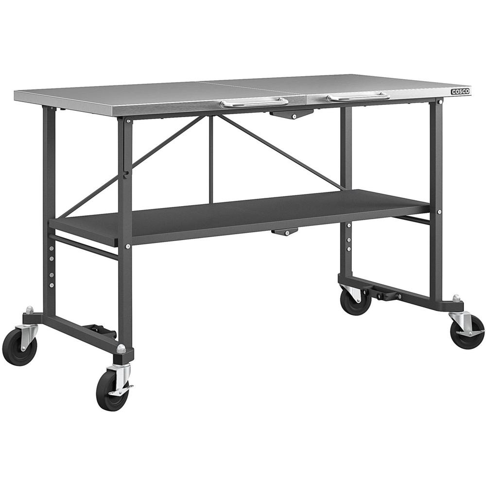 Cosco Commercial SmartFold Portable Workbench - Four Leg Base - 4 Legs - 700 lb Capacity x 52" Table Top Width x 25.50" Table Top Depth - 34.70" Height - Assembly Required - Gray - Stainless Steel - S. Picture 1
