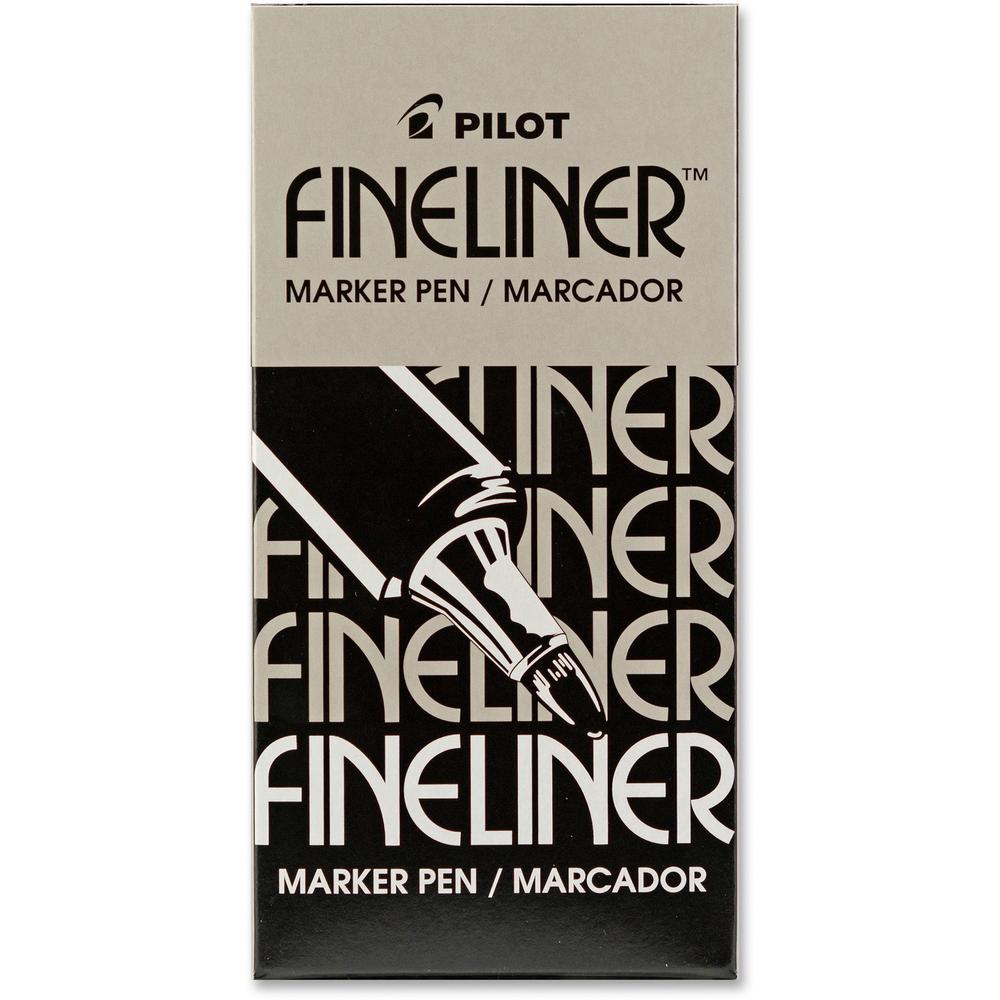 Pilot Fineliner Markers - Fine Pen Point - 0.7 mm Pen Point Size - Black - Acrylic Fiber Tip - 12 / Box. Picture 1