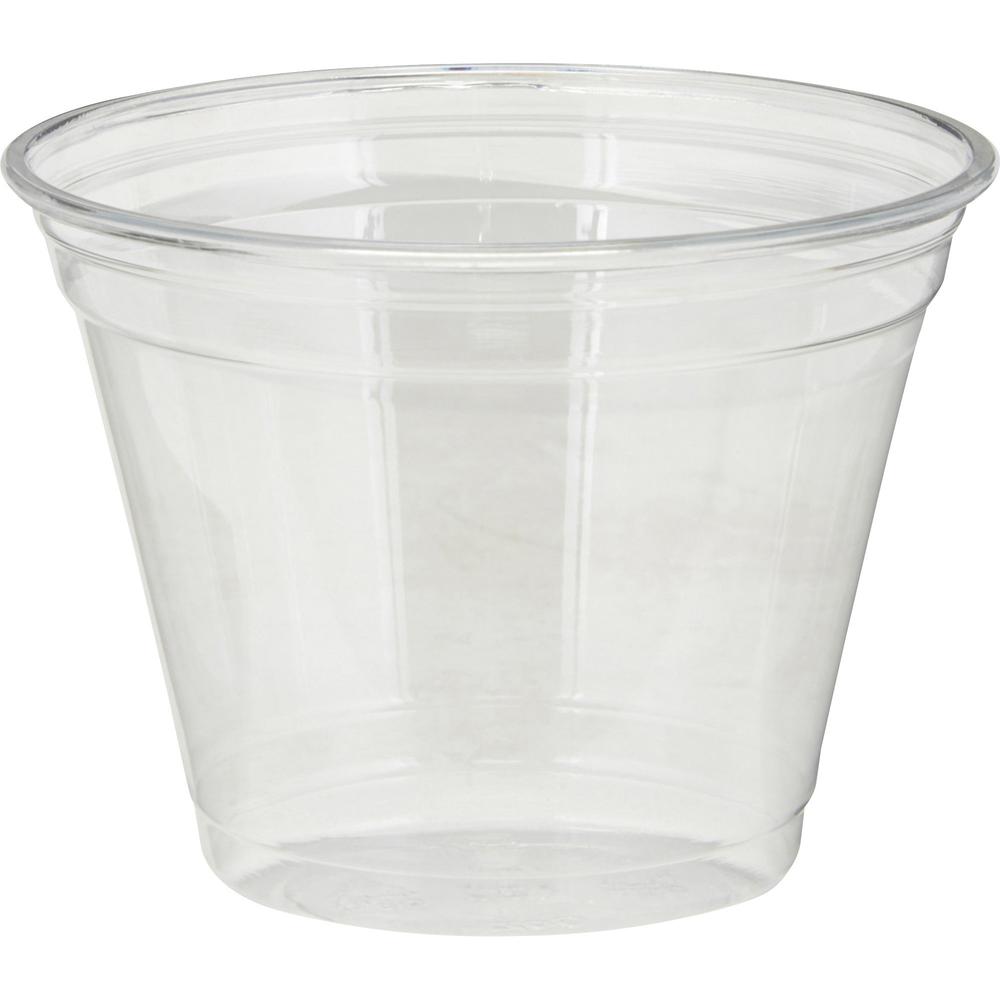 Dixie 9 oz Cold Cups by GP Pro - 50 / Pack - Clear - PETE Plastic - Soda, Iced Coffee, Sample, Restaurant, Coffee Shop, Breakroom, Lobby, Cold Drink, Beverage. Picture 1