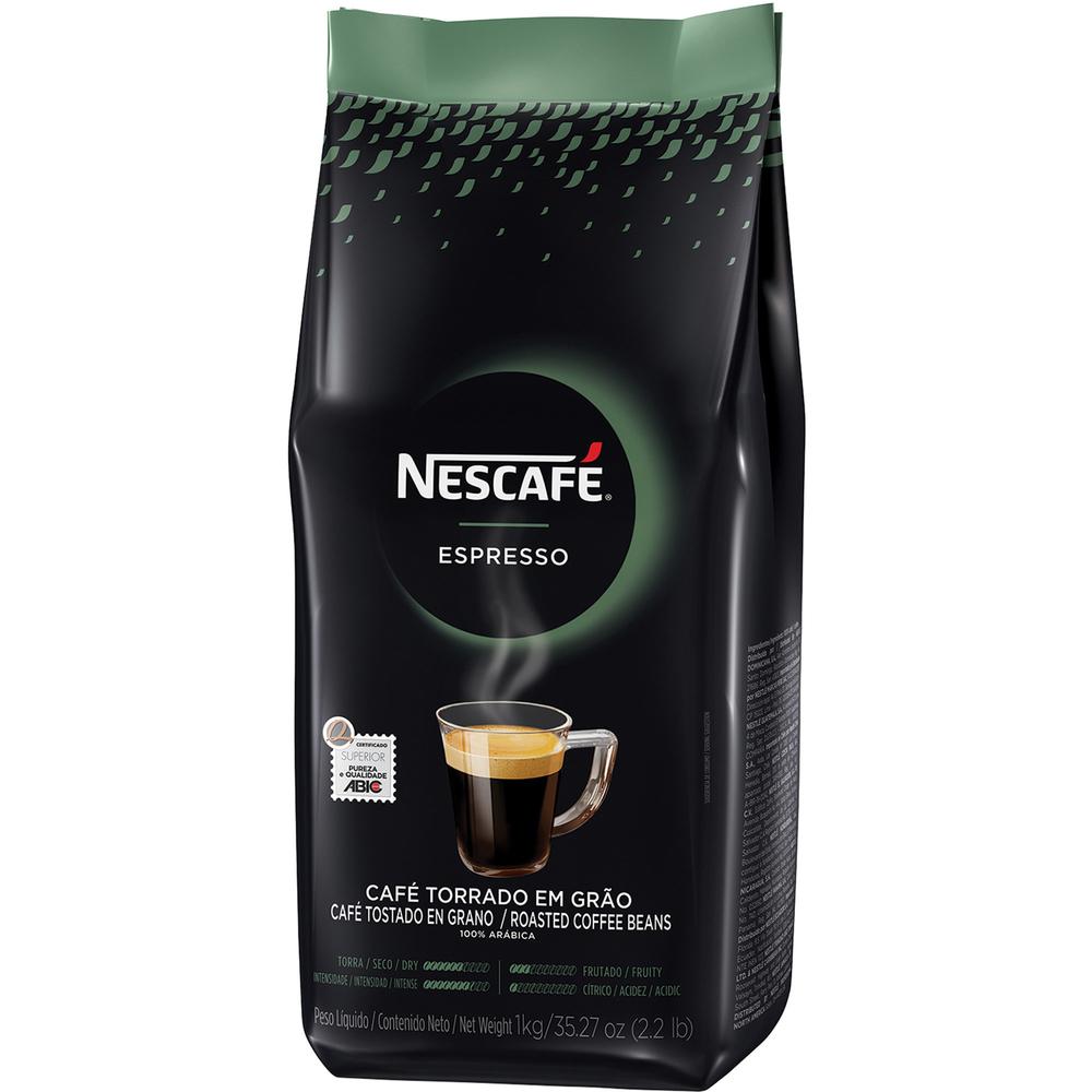 Nescafe Whole Bean Espresso Coffee - Medium - 35.2 oz - 6 / Carton. Picture 1