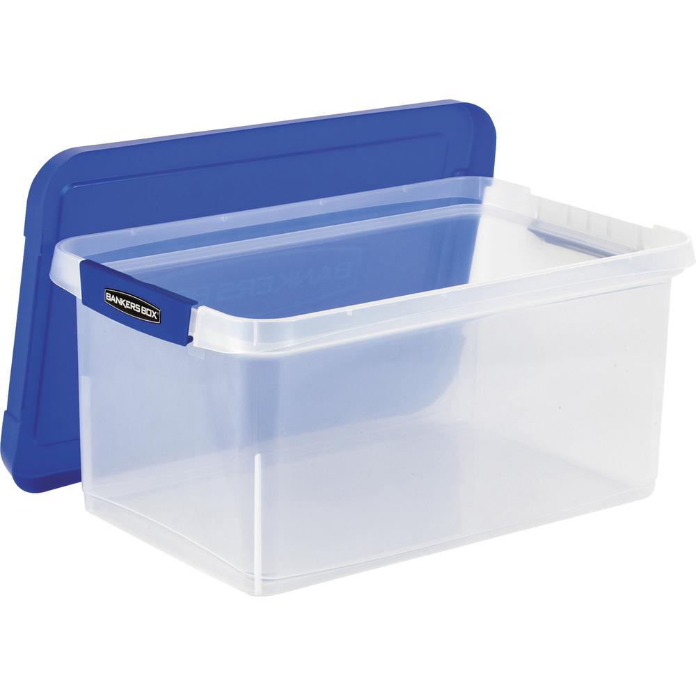 Bankers Box Heavy-Duty File Box - External Dimensions: 14.2" Width x 22.4" Depth x 10.6" Height - Media Size Supported: Letter 8.50" x 11" - Lid Lock Closure - Stackable - Plastic, Polypropylene - Cle. Picture 1