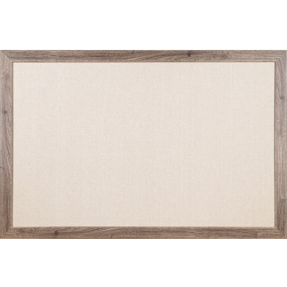 U Brands Linen Bulletin Board, 35" X 23" , Rustic Wood Frame - 35" Height x 23" Width - Tan Linen Surface - Self-healing, Durable, Mounting System, Tackable, Sturdy, Damage Resistant - 1. Picture 1