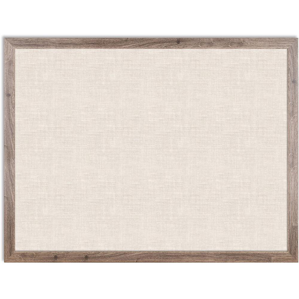 U Brands Linen Bulletin Board, 48" X 36" , Rustic MDF Frame - 0.75" Height x 36" Width x 48" Depth - Tan Linen Surface - Self-healing, Durable, Mounting System, Tackable, Sturdy, Damage Resistant - Ru. Picture 1