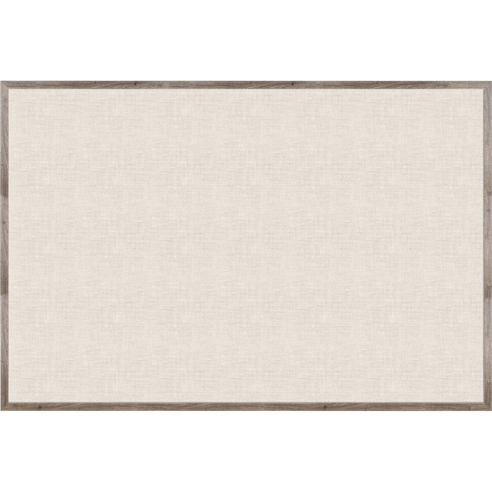 U Brands Linen Bulletin Board, 72" X 47" , Rustic Wood Frame - 72" Height x 47" Width - Tan Linen Surface - Self-healing, Durable, Mounting System, Tackable, Sturdy, Damage Resistant - 1. Picture 1
