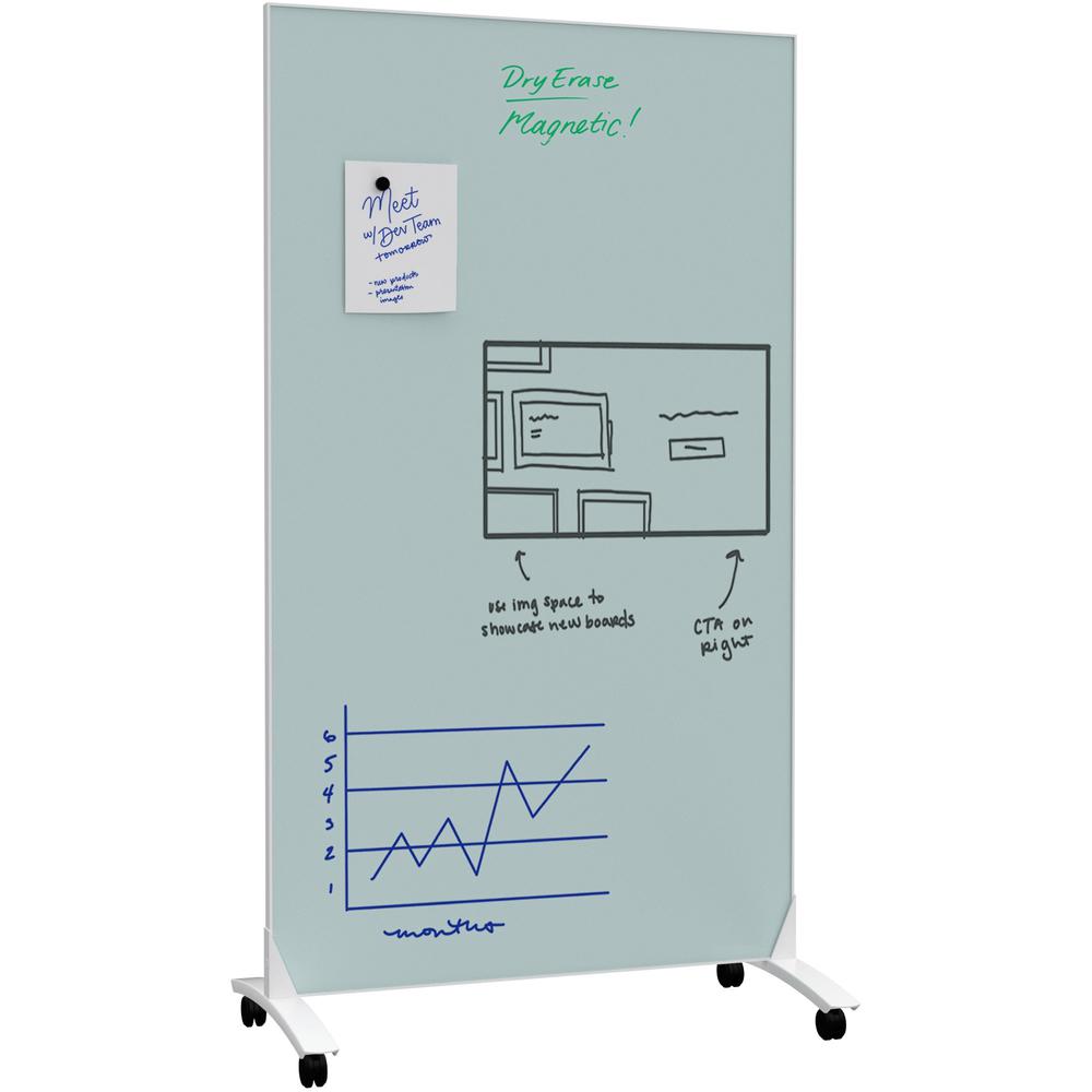U Brands Double Sided Magnetic Glass Dry-Erase Mobile Floor Easel, 72" X 42" - Tempered Glass - Rectangle - Vertical - Floor Standing - Assembly Required - 1 Each. Picture 1