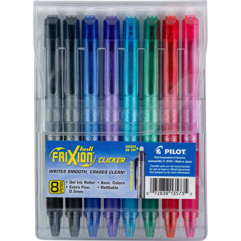 FriXion Clicker Erasable Gel Pen - Extra Fine Pen Point - 0.5 mm Pen Point Size - Refillable - Retractable - Multi Gel-based Ink - 8 / Each. Picture 1